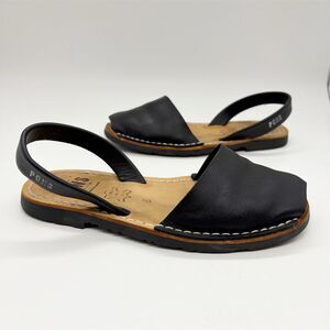 Pons Quintana Avarcas Slingback Sandals Black Size 6 Leather Casual Summer